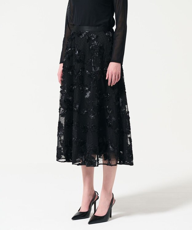 GRACE CONTINENTAL サテンコードスカート ブラック