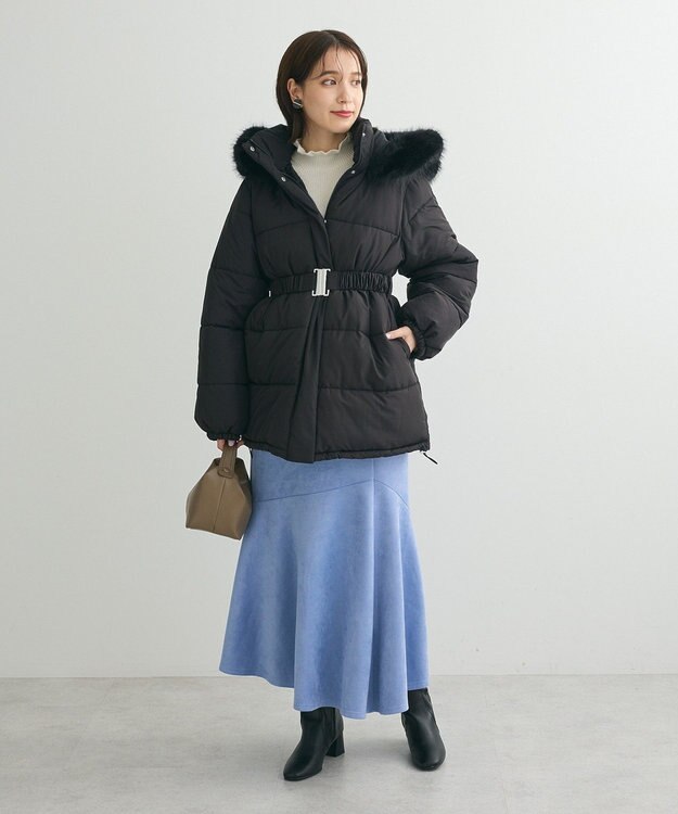 Green Parks ・ｓｗｉｎｇ　ｂｙ　ファイバーダウンベルト付コート Black