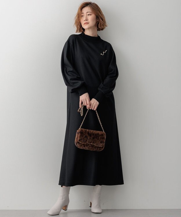 23区 【洗える】ウールミルドジャージー ワンピース ブラック系