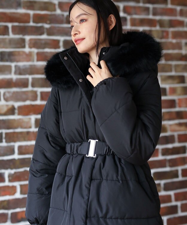 Green Parks ・ｓｗｉｎｇ　ｂｙ　ファイバーダウンベルト付コート Black