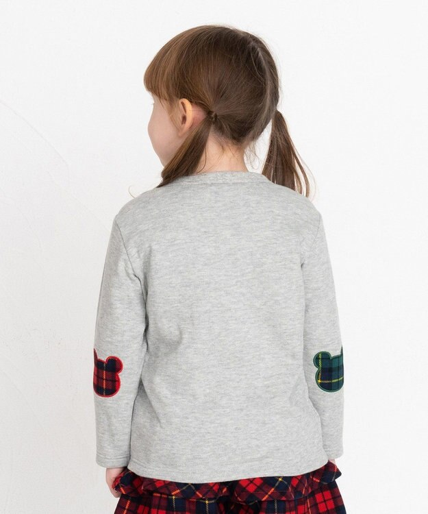 MIKI HOUSE HOT BISCUITS 【70-110cm】 エルボーパッチ 接結天竺長袖Tシャツ グレー