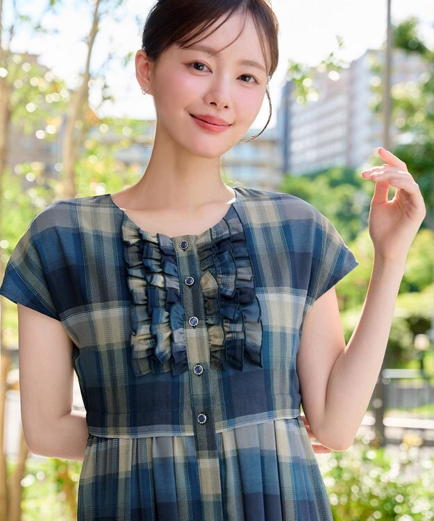 Tiaclasse L 【おのののかさん着用・新色追加】フリルワンピース ブルーチェック
