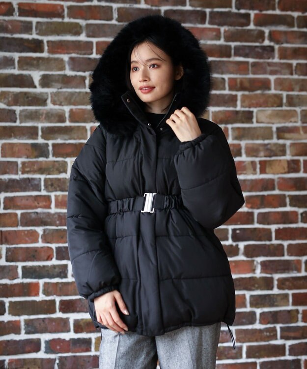 Green Parks ・ｓｗｉｎｇ　ｂｙ　ファイバーダウンベルト付コート Black