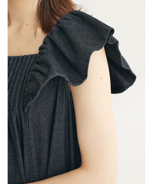 Green Parks ■ＥＳＣＡＲ　デニムピンタックワンピース Black