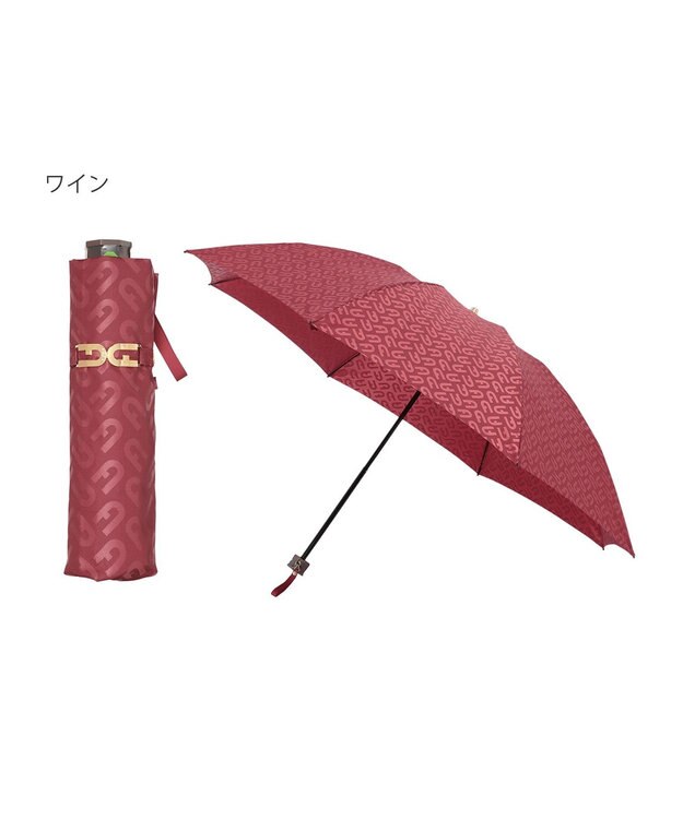 MOONBAT FURLA 折りたたみ傘 モノグラムジャガード UV 8本骨 日本製 ワイン