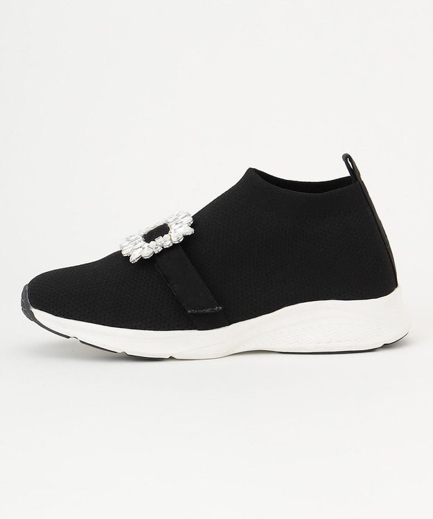 Feroux ビジュー付きニット スニーカー ブラック系