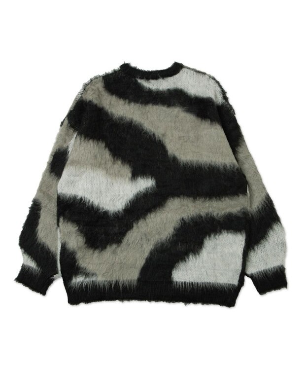 WEGO 【ユニセックス着用ITEM】マーブルシャギーニットプルオーバー ブラック