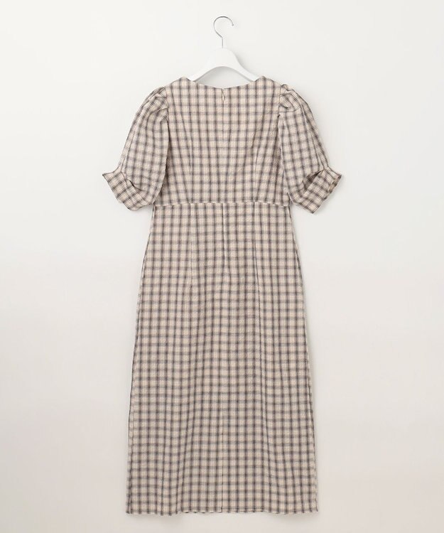 Feroux 【洗える】サッカーチェック ワンピース ベージュ系1