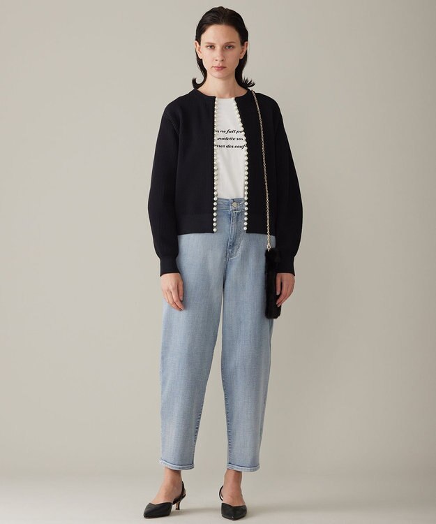 自由区 【洗える】長袖ロゴ Tシャツ アイボリー系