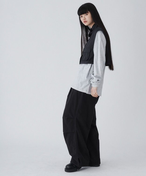 WEGO サイドスリットパラシュートパンツ ブラック