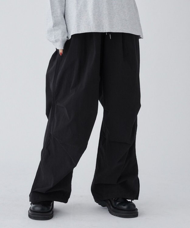 WEGO サイドスリットパラシュートパンツ ブラック