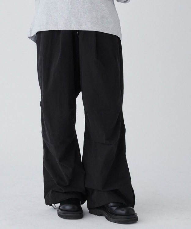 WEGO サイドスリットパラシュートパンツ ブラック