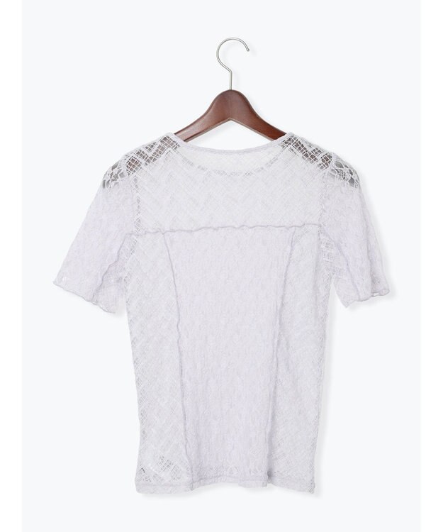 Te chichi パッチワークレース5分袖トップス ラベンダー