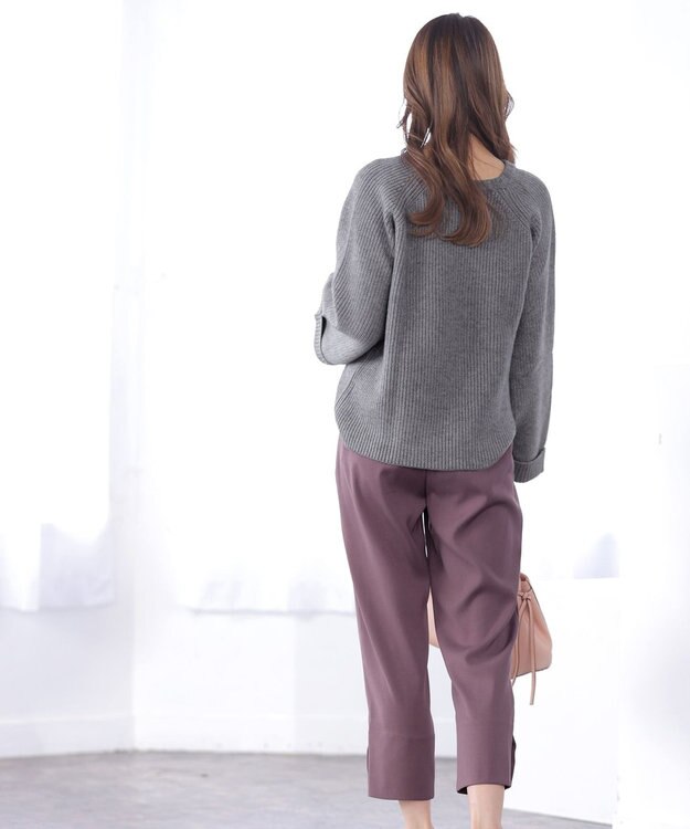 Tiaclasse 【洗える】スリットパールテーパードパンツ ピンク