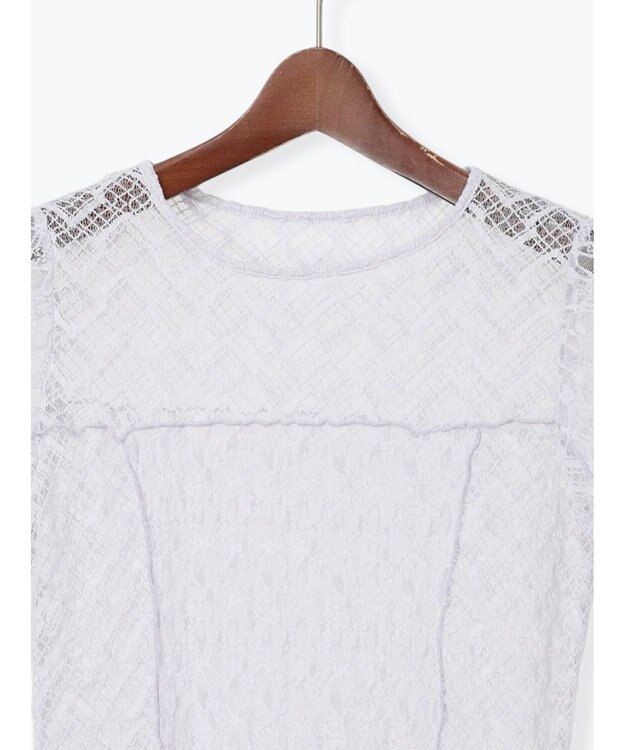 Te chichi パッチワークレース5分袖トップス ラベンダー