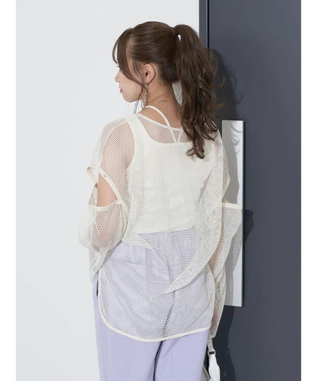earth music&ecology ＳＥＴ２点メッシュプルオーバー＋タンクトップ Ivory