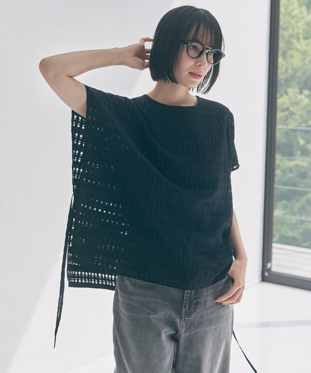 UNFILO シアー レイヤード Tシャツ ブラックチェック