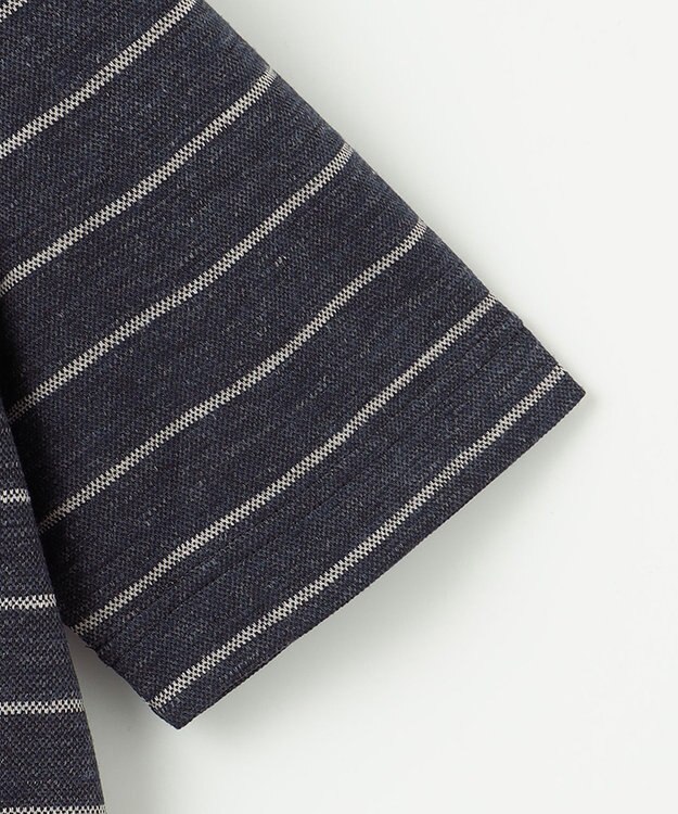 JOSEPH ABBOUD 【清涼感/吸水速乾】リネンハニカムボーダーＴシャツ ネイビー系2