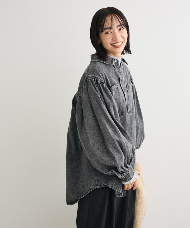 Green Parks ・ＳＵＧＡＲ　ＳＰＯＯＮ　ボリュームスリーブデニムシ Black