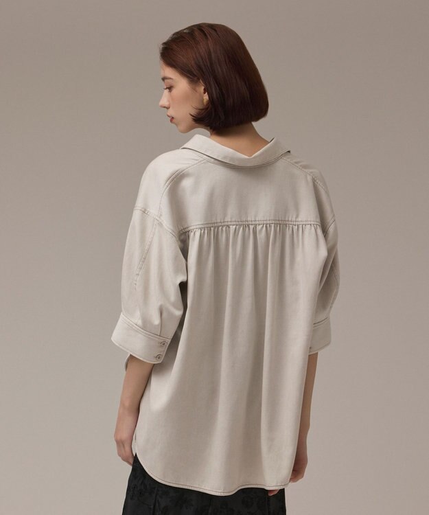 GRACE CONTINENTAL ツイルハーフスリーブシャツ ベージュ