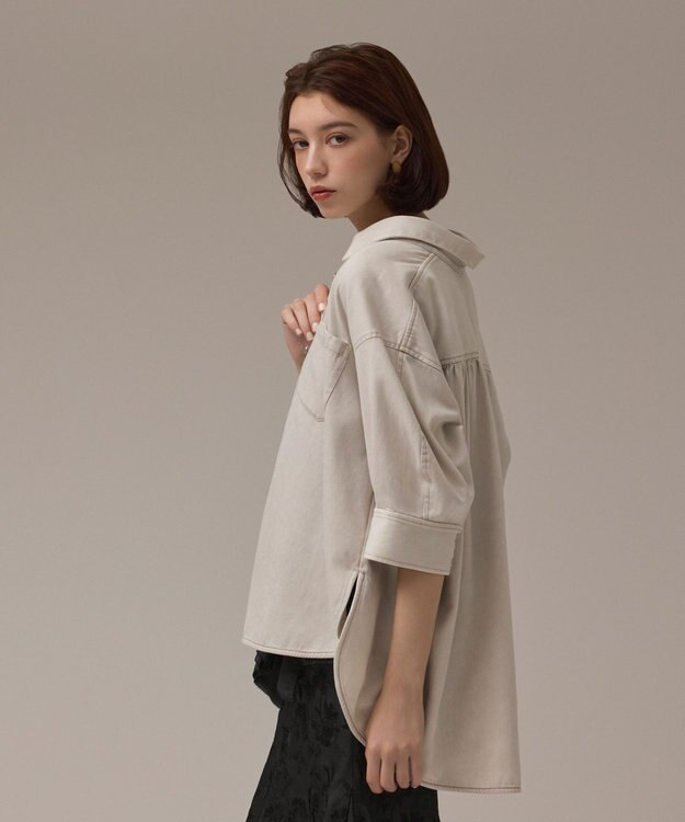 GRACE CONTINENTAL ツイルハーフスリーブシャツ ベージュ