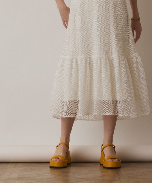 GRACE CONTINENTAL メッシュロングワンピース ホワイト