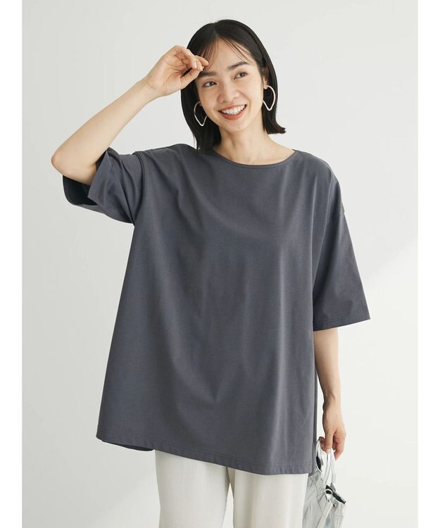 Green Parks 冷っとすずやか　バックカシュクールチュニック Dark Gray