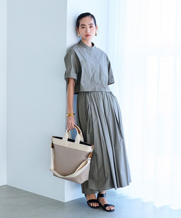 TOPKAPI 【Breath TOPKAPI】RIPPLE リプル ファスナー付 縦型 2way トートバッグL ペールベージュ