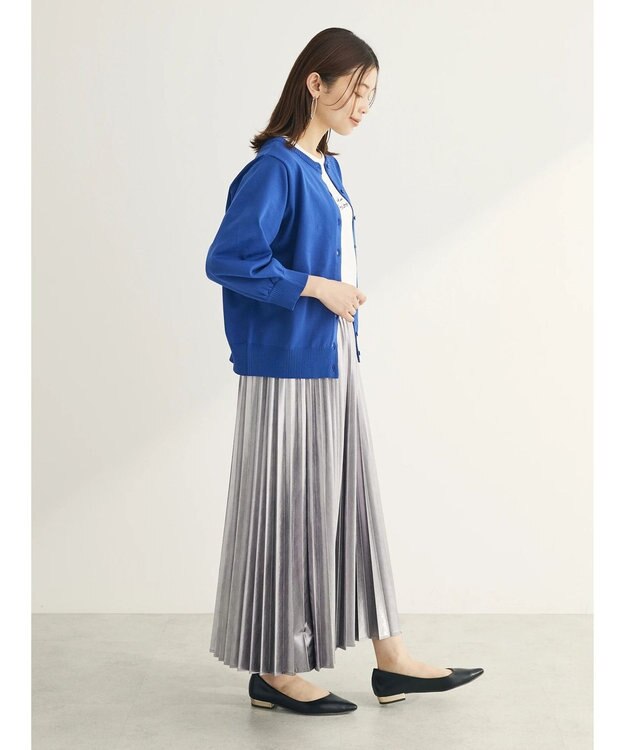 Green Parks 前後２ＷＡＹ　７分袖ハイゲージカーディガン Blue