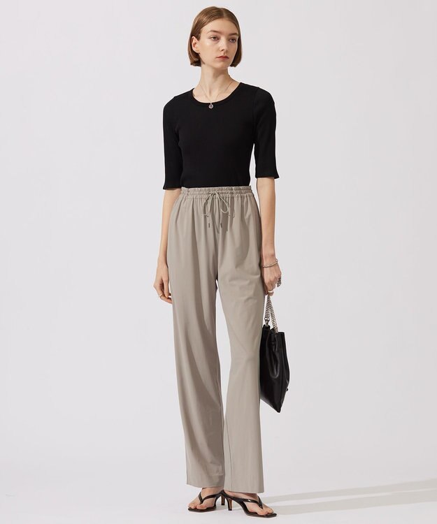 ICB 【接触冷感・UVカット・速乾・洗える】マットスキューバ セミワイドパンツ ライトオリーブ系