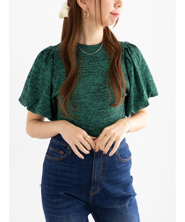 Te chichi バルーンスリーブメランジニット グリーン