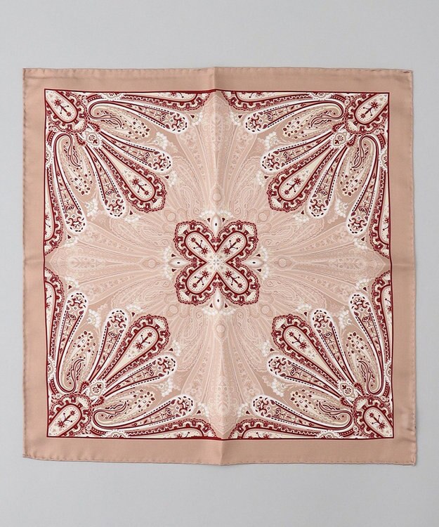 GOTAIRIKU 日本製【シルク100％】オリジナル柄チーフ_ペイズリー ベージュ系4