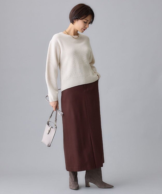 自由区 ウールサキソニー スカート ダークブラウン系