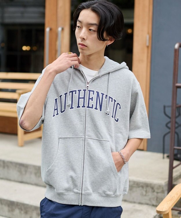 WEGO 【ユニセックス着用ITEM】カレッジロゴジップパーカー（SS） 杢グレー