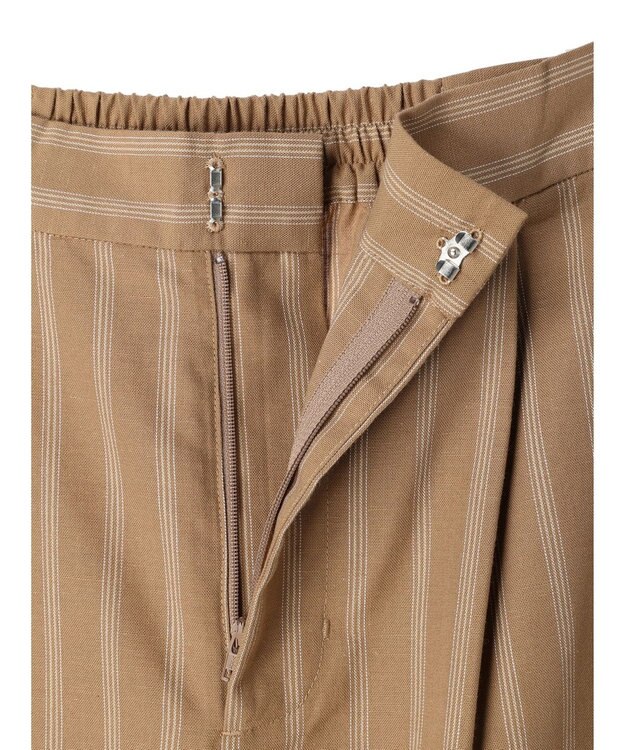 Green Parks 綿麻混タックストレートワイドパンツ Stripe