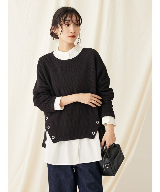 CRAFT STANDARD BOUTIQUE サイドリングボタンプルオーバー Black