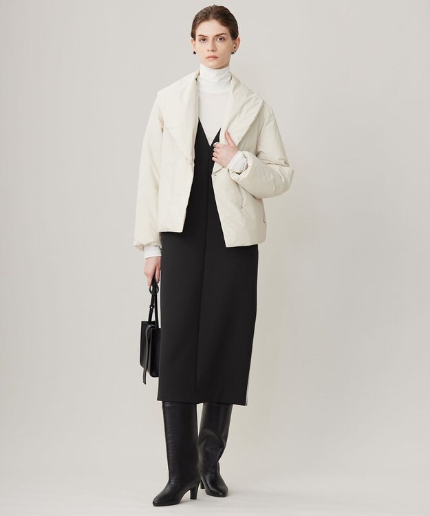 ICB L 【洗える】 ダブルフェイスクレープ ジャンパースカート ブラック系（裏面トープ）