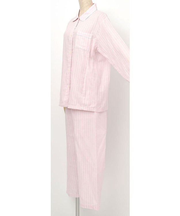 Wing パジャマ 長袖 長ズボン ピマ綿100％ やわらかな肌ざわり 襟つきシャツタイプ レディース EP3000 ウイング／ワコール ピンク