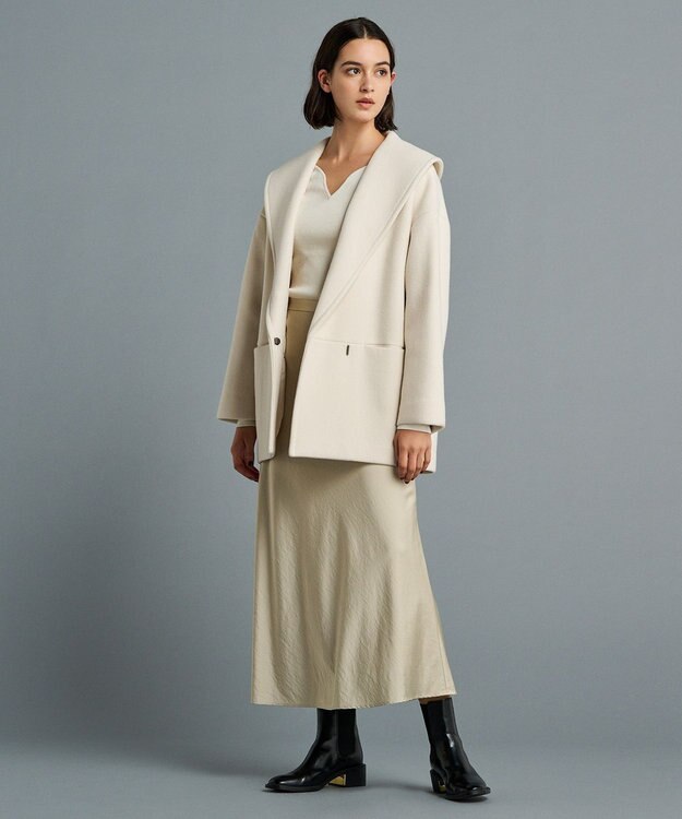 uncrave 【洗える】サテン フレアスカート（uncrave STANDARD） ベージュ