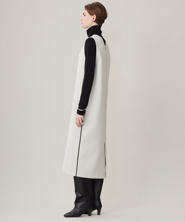 ICB L 【洗える】 ダブルフェイスクレープ ジャンパースカート トープ系（裏面ブラック）