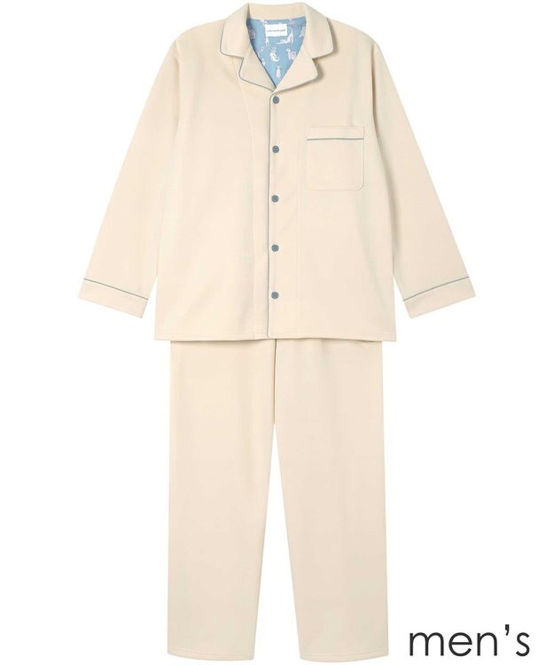 une nana cool 【綿混】ハイゲージダブルエアー メンズ長袖開襟 MADE WITH LIBERTY FABRIC クリーム