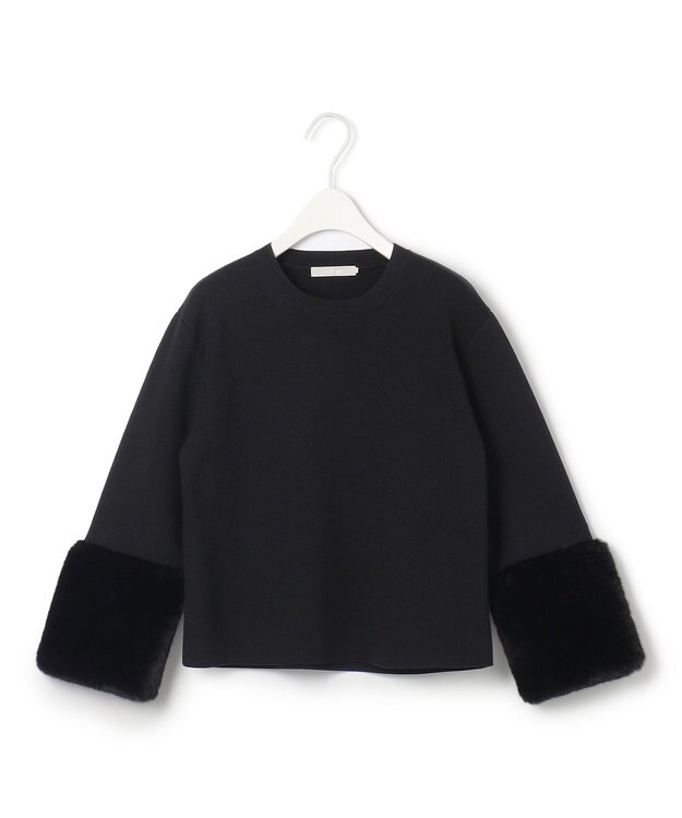 ICB ウールブレンドスムース デザインニット ブラック系