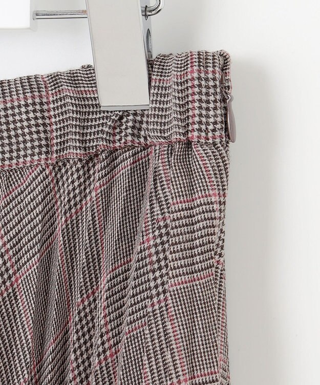 J.PRESS LADIES L 【洗える】テトロンレーヨンビエラ チェック プリーツ スカート ダークブラウン×パープル系