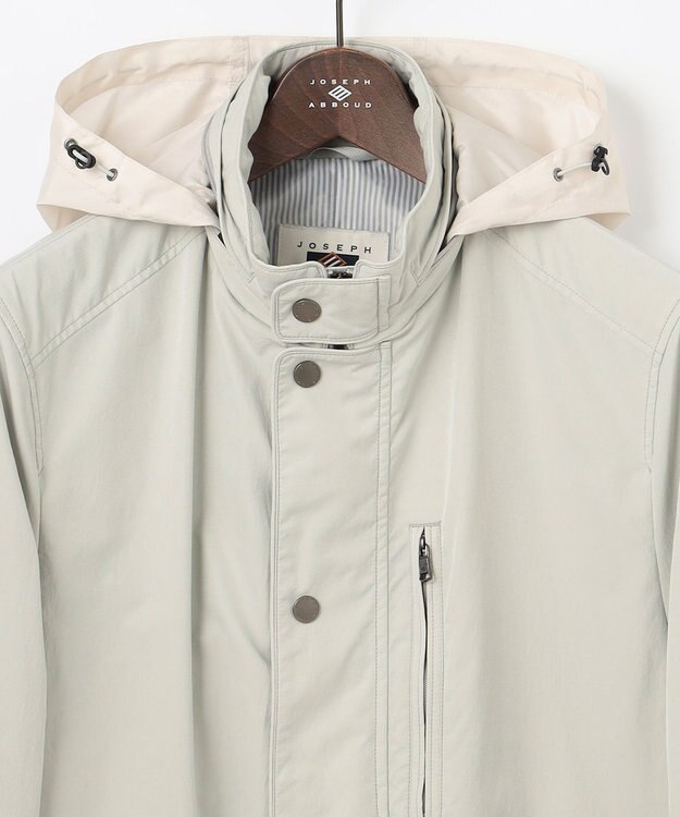JOSEPH ABBOUD 【25SS・7ポケット/軽量/ECO撥水/インフード】ライトマイクロリップピーチ コート アイボリー系