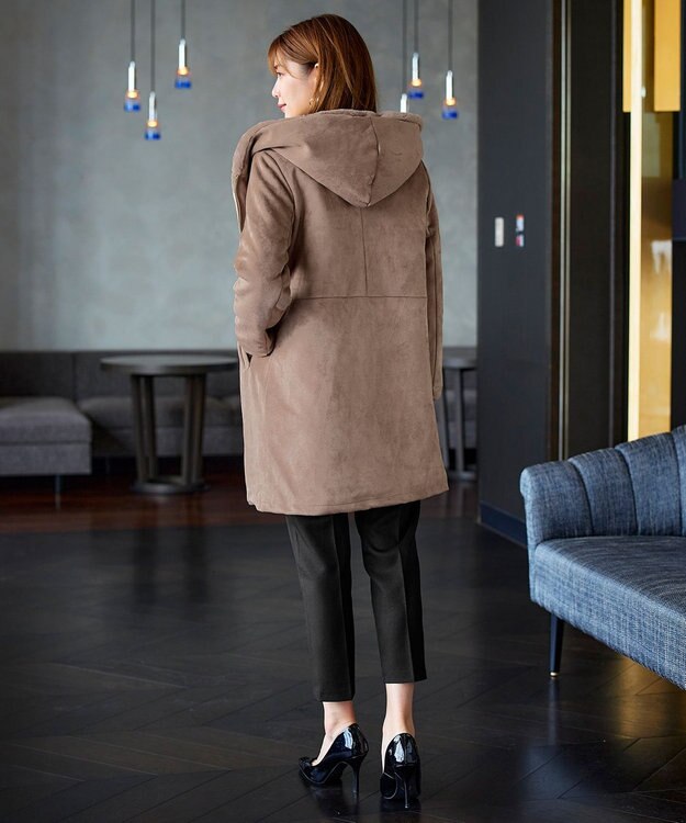 Tiaclasse スエードボンディグフード付きコート モカ