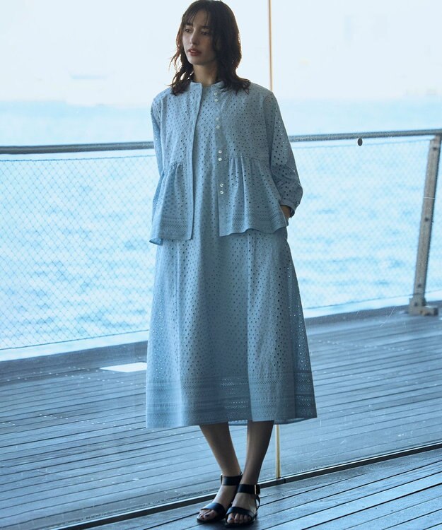 組曲 エンブロイダリーレース ワンピース クラウディブルー系