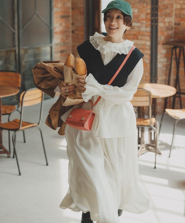 #Newans 【前後着用可能】【高山都さんコラボ】ビッグカラー２WAYブラウス ホワイト