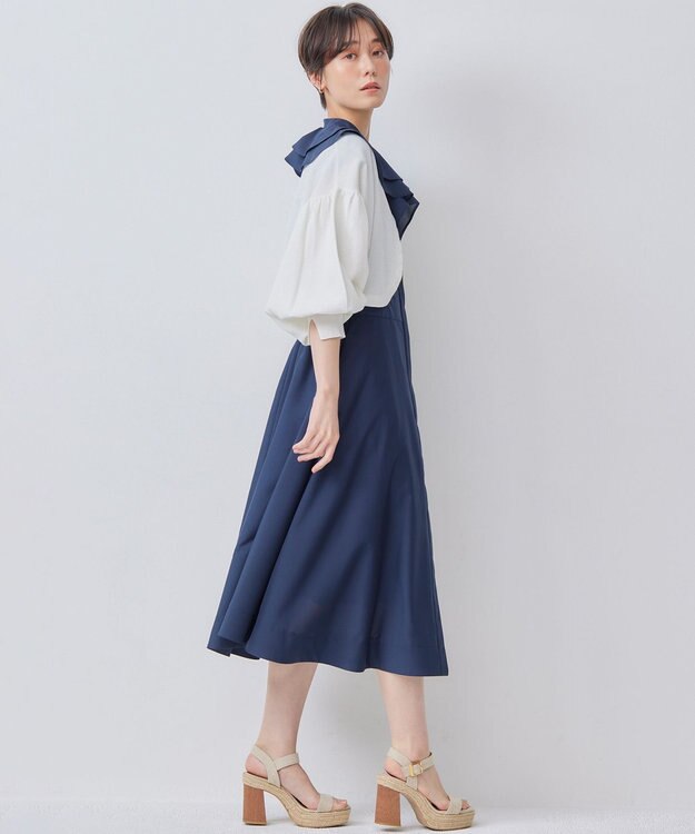 組曲 【WEB限定】シアーボイル ラッフルワンピース ネイビー系