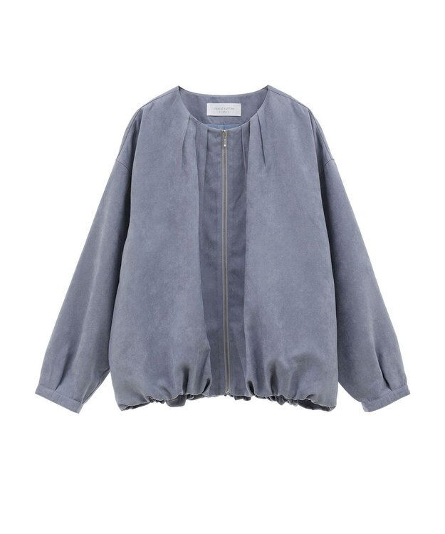 Green Parks ノーカラータックスウェード調ブルゾン Sax