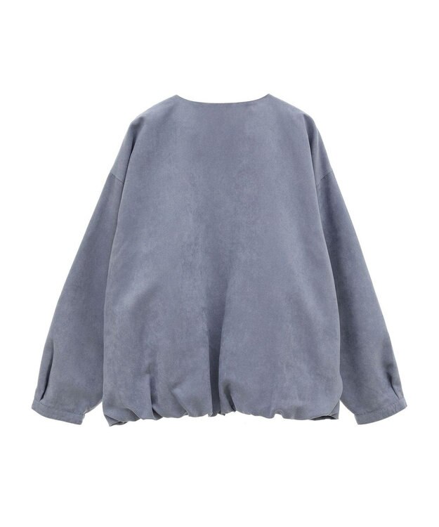 Green Parks ノーカラータックスウェード調ブルゾン Sax